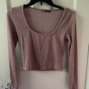 Zara Women's Mauve Long Sleeve Blouse
